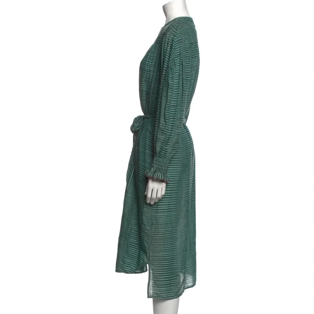 Ulla Johnson Striped Dress Maxi Midi Green Blue Beach Vacation Boho Size XS 2 - Picture 2 of 4